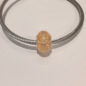 Silver‎ Peach "Crushed Glass" Charm for Pandora Style Bracelet